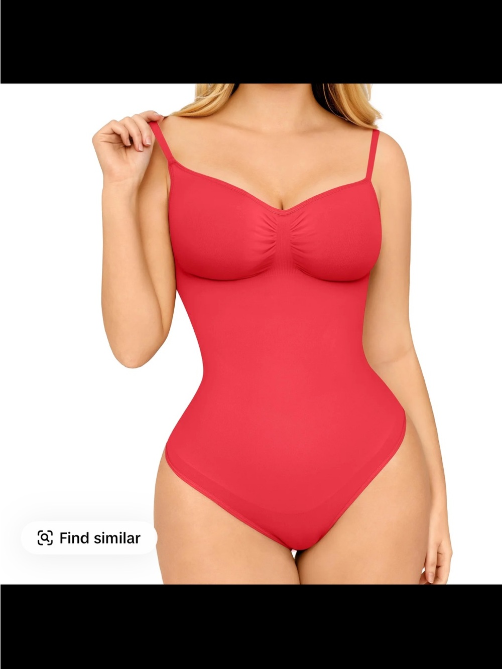 FeelinGirl Tiktok Viral Red Seamless Shaping Bodysuit with Adjustable Straps